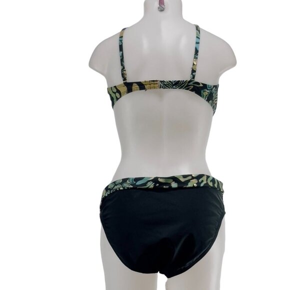 OCEAN DREAM COLLECTION Women's Nylon 2 Piece Black Bottom Multicolor Top Size 16 - Picture 3 of 10